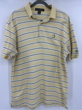 Masters Collection Golf Yellow, Blue, And White Stripe Polo Shirt